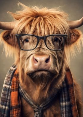 Funny Dressed Highland Cow