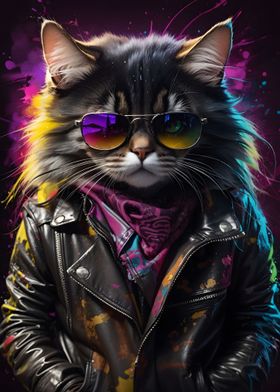 Rocker Cat Poster