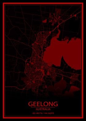 Geelong Red Black City Map