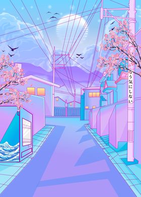 japanese vibes city pastel