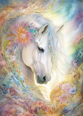 Dreamy White Horse