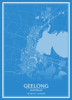 Geelong Blue and White Map