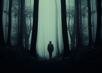 a man alone in the forest