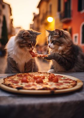 Cats Eat Pizza in Italy