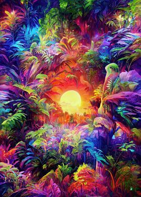 Psychedelic Jungle Sunrise