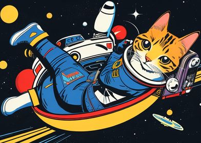cat flaying in space