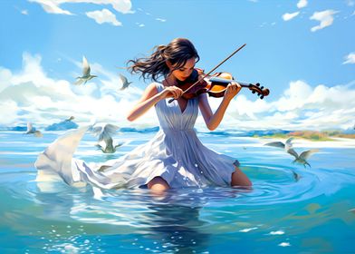 Liitle girl playing violin