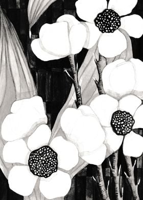 Black and white flower art