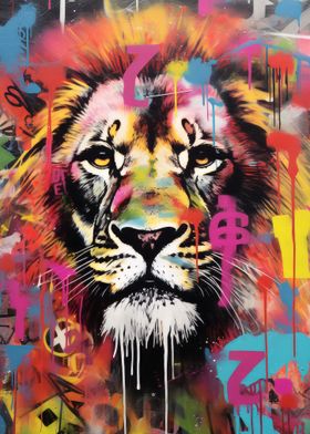 Lion Graffiti Wall Artwork