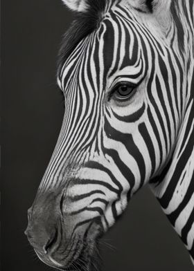 Head zebra black and white