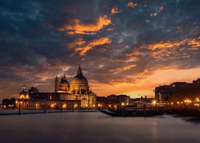 Sunset Basilica In Venice