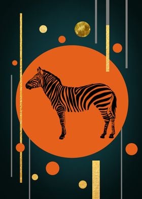 Zebra in Orange Circle