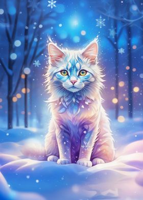 White winter cat