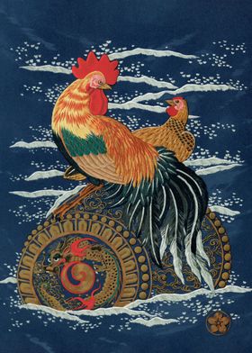 Rooster and hen