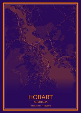 Hobart Tasmania Purple Map