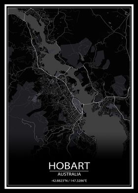 Hobart Australia Black Map