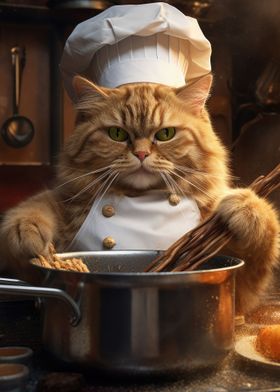 Cat Cooking Food