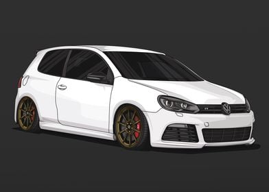 VW Golf MK6 R White Bagged