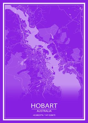 Hobart Purple White Map