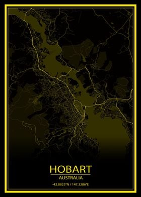 Hobart Yellow City Map