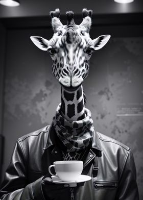 Drinking coffee giraffe