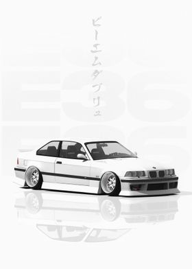 White slammed BMW E36 M3