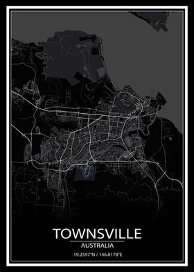 Townsville Black City Map