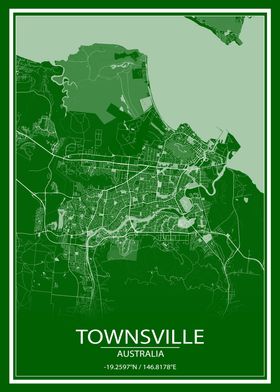 Townsville Green White Map