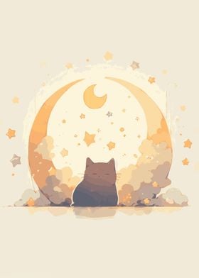Moonlit Cute Cat