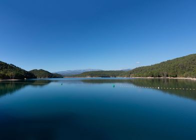 A peaceful blue lake