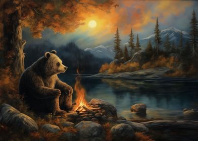 Camping Bear Contemplation