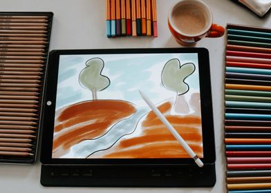 drawing using a tablet 