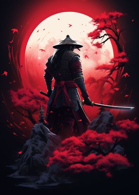 Red Japanese Samurai Ninja