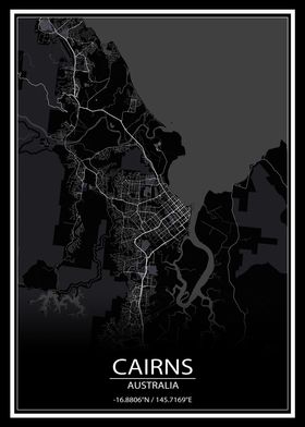 Cairns Australia Black Map