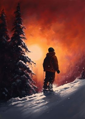 Snowboarder Oil Painting