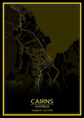 Cairns Yellow Black Map