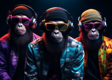 Three Cool Shades Monkeys