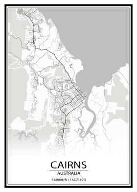 Cairns Australia White Map