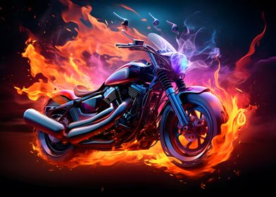 Burning Chopper Motorcycle
