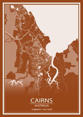 Cairns Australia Brown Map