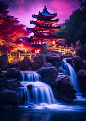 Waterfall Temple Fantasy