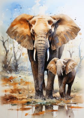 Elephant in savanah