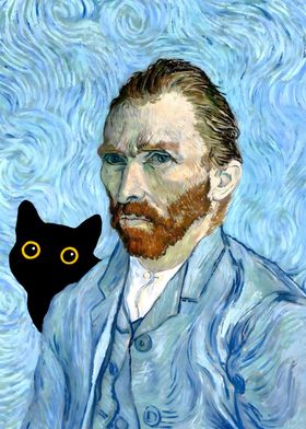 Cute Cat with Van Gogh