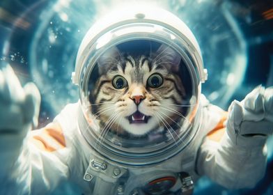 cat astronaut space