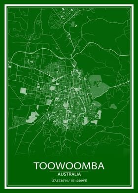 Toowoomba Green White Map