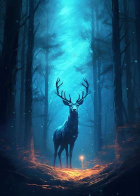 Deer In Forest Mysterious