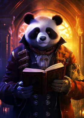 funny Panda reading a book