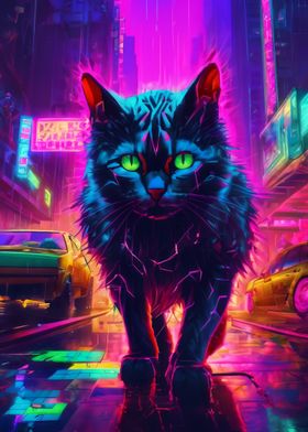 Neon Cyberpunk Cat