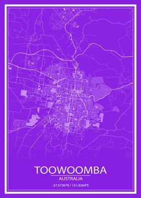 Toowoomba Purple White Map