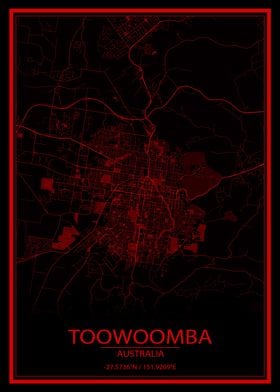 Toowoomba Red Black Map